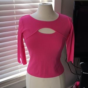 Bright pink Joseph A. Cutout top